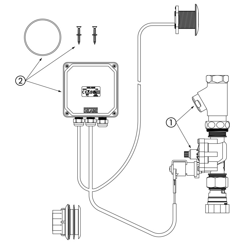 Système de chasse d'eau pour WC à bouton poussoir Male-Male – TEMPOCHASSE  (Delabie) - MPSB DISTRIBUTION