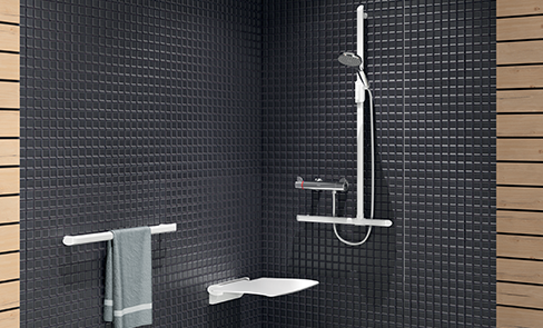 Repose-pieds de douche en alliage d'aluminium noir/argent, repose-pied  mural, accessoire antidérapant pour salle de bain - AliExpress